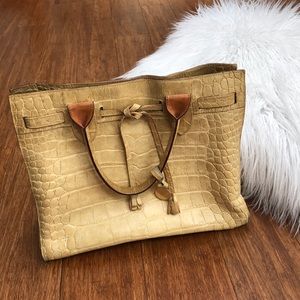 Yellow snake print dooney and bourke purse